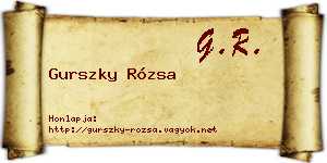 Gurszky Rózsa névjegykártya