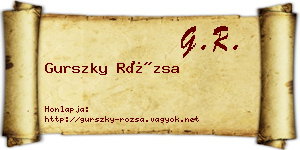 Gurszky Rózsa névjegykártya